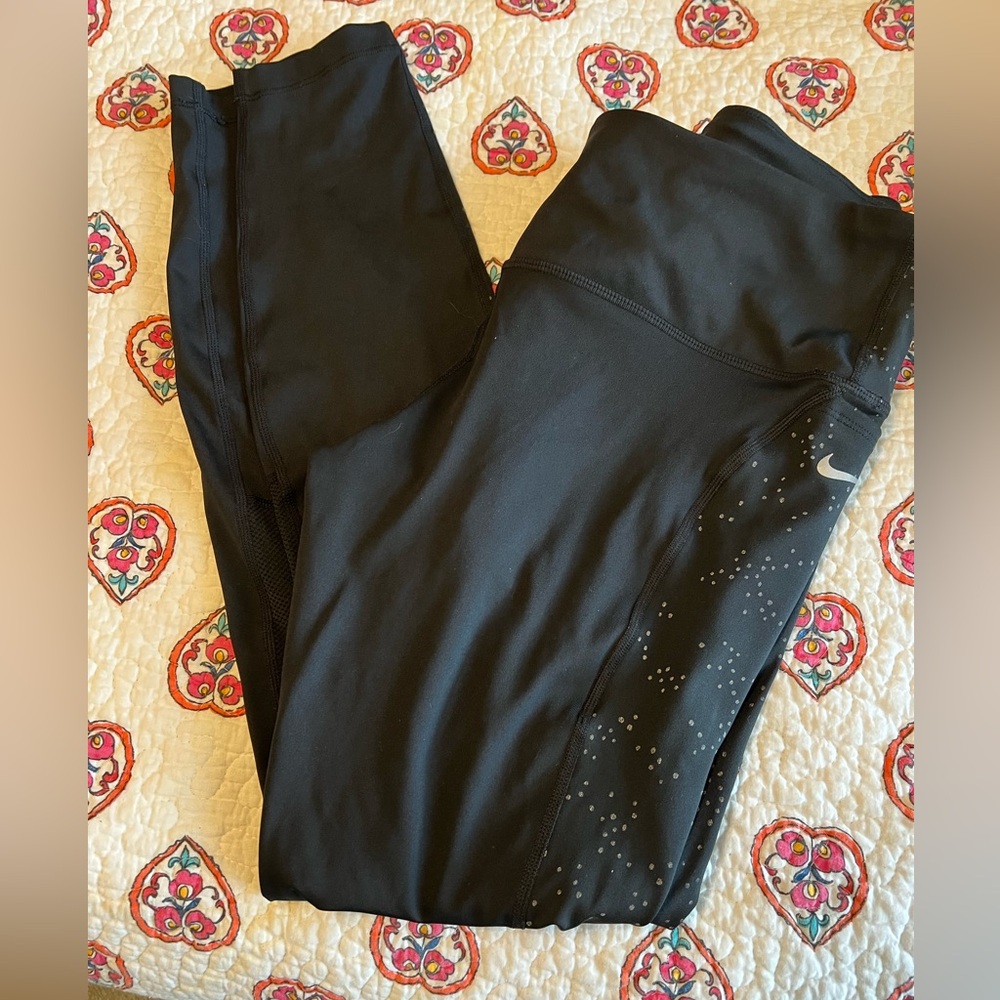 Nike Black Athletic Leggings with Mesh Panels